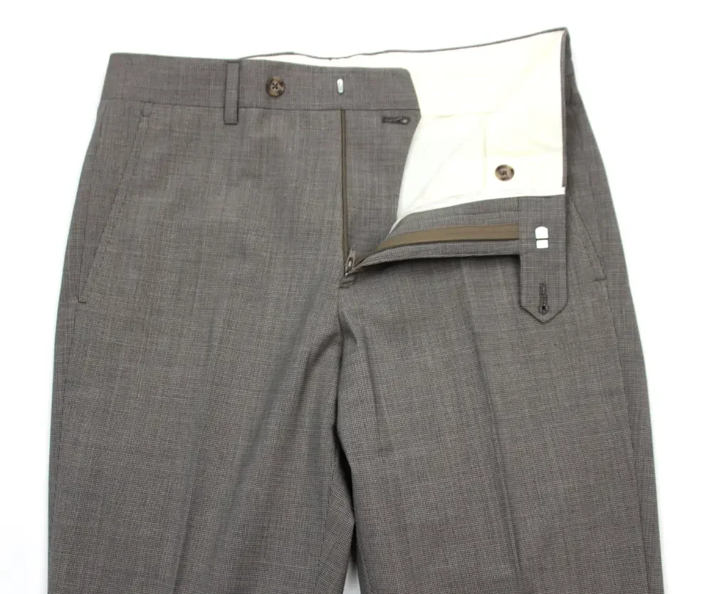Brooks Brothers 1818 Milano Suit 36 R  30 W Mens Slim Fit Taupe Houndstooh Wool
